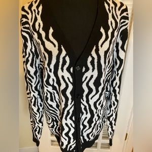 Zebra Print Button Down Sweater/ Cardigan